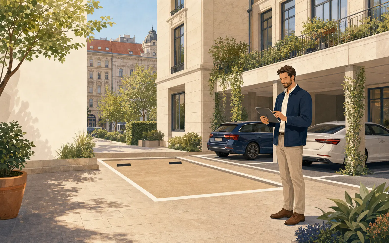 Immobilienverwalterin plant die Vermietung mehrerer Stellplätze